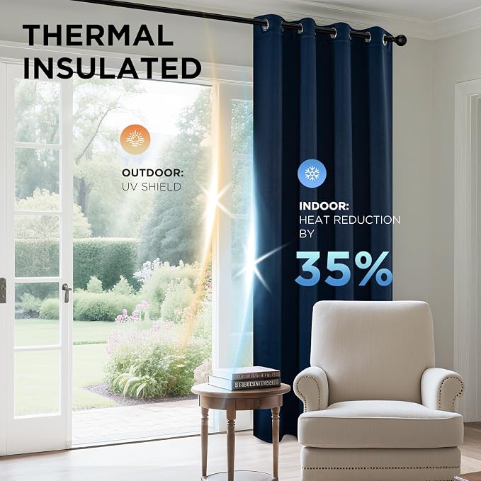 Joydeco Blackout Curtains 90 Inches Long 1 Panel, Thermal Insulated Long - Image 4