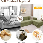 2 Pieces Sectional Couch Covers L Shaped Cover XL Green | Thick Washable Fabric - Image 4