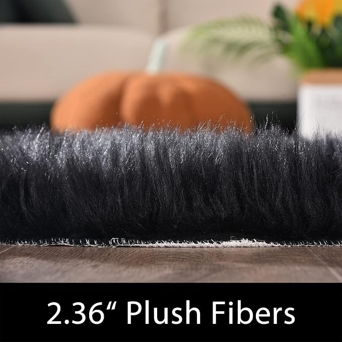 Latepis Black Round Rug 3ft Small Circle Rugs - Image 2
