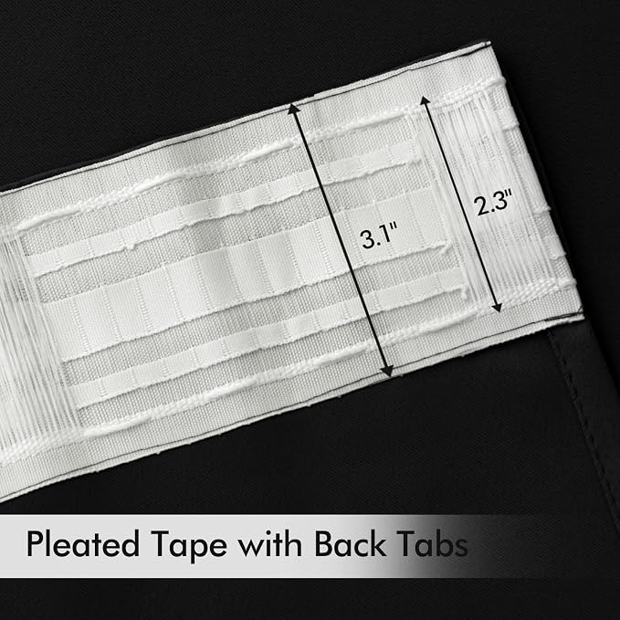 MIULEE 2 Panels Set Black Back Tab Blackout Curtains 52x96 Inch Long | Rod - Image 4