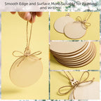 120 Pcs Wooden Christmas Ornaments Unfinished Wooden Circles with Holes Blank Round Wood Discs Slices Wooden Christmas Hanging Ornaments with Twine for DIY Crafts Present Tags Xmas Party Decor,3.1x4
