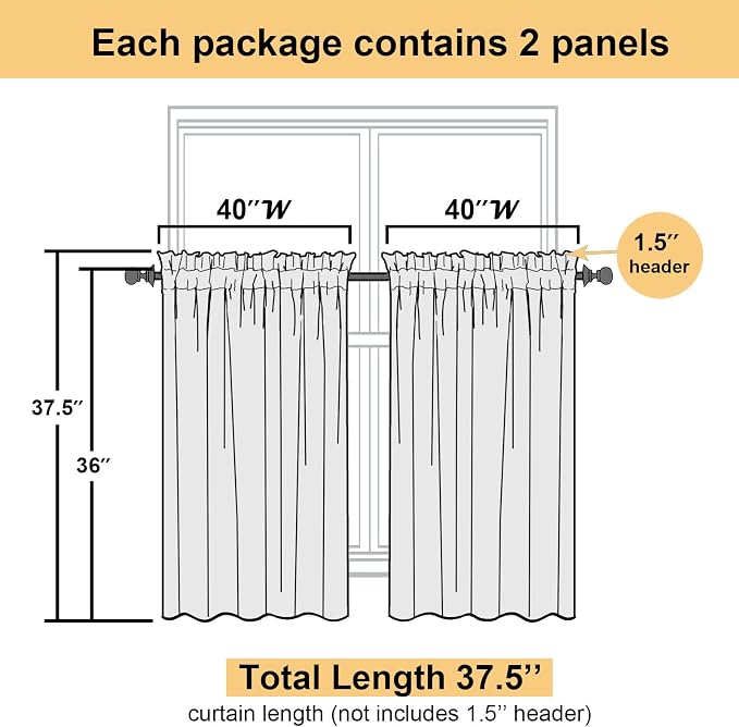 36 Inch White Sheer Curtains Tiers 2 PCS - Image 4