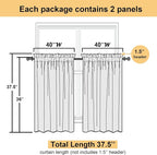 Volie Sheer Curtains Blue Tiers 36 Inches Long 2 Pieces Set, Gauzy Solid Window - Image 4