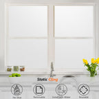 Kromapolis Window Privacy Film Frosted Glass Window Film, Heat Blocking Privacy Film for Glass Windows, Static Cling Non-Adhesive Frosting Window Stickers for Door Home (Frosted, 11.8 x 78.7 inch)