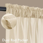 MIULEE Cream Sheer Curtains 108 Inches Long 4 Panels 42 x 108 Inches | Light - Image 3