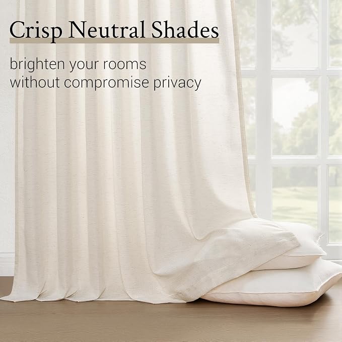 Topfinel Pinch Pleated Curtains 90 Inches Long 2 Panels Set, Birch Semi Sheer - Image 5