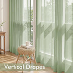 MIULEE Sage Green Sheer Curtains 84 Inches Long 4 Panels 42 x 84 Inches | Light - Image 5