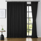 Extra Wide Black Pinch Pleated Curtains 100 x 105, Thermal Insulated Noise by KEQIAOSUOCAI
