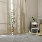 Taupe Sheer Curtains 96 Inches Long 2 Panels, Modern Voile Solid Breathable - Image 8