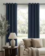100% Blackout Linen Textured Curtains 63 Inch Long, Light Blocking, Thermal - Image 2