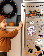 Halloween Window Clings - 9 Sheets 213 Pcs Happy Halloween Window Decorations Indoor for Home Party Eyes Pumpkin Ghost Bats Witch Stickers for Glass Double-Sided Removable Static Glass Decals