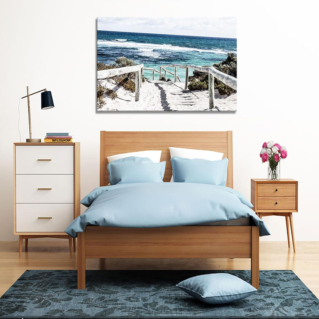 DZL Art S74281 Rottnest Island Beach Seascape Painting Sea Nature Pictures Wall Art Canvas Prints Painting Ready to Hang for Living Room Bedroom Decor Office Wall Decor Home Decoration