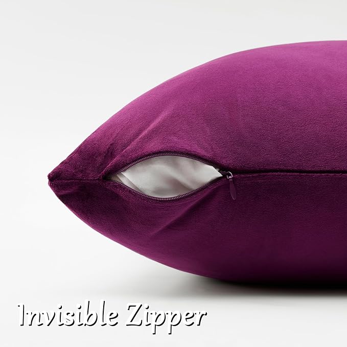 GIGIZAZA Velvet Pillow Covers 20x20 Decorative Pillows Pack of 2 Purple | Throw - Image 3