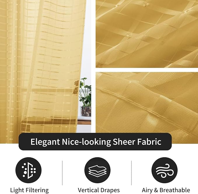 SpaceDresser Check Sheer Curtains 63 Inches Long - Image 4