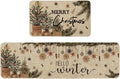 Artoid Mode Holly Ornament Merry Christmas Kitchen Mats Set of 2, Winter Home Decor Low-Profile Kitchen Rugs for Floor - 17x29 and 17x59 Inch