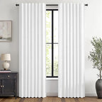 MIULEE 100% Blackout Linen Curtains 42 x 63 Inch Bright White 2 Panels | by MIULEE