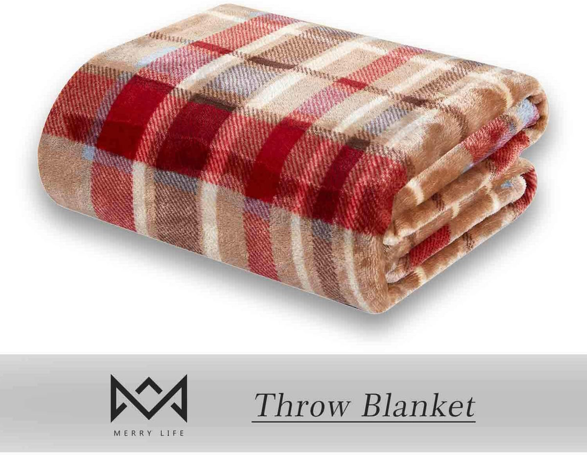 MERRYLIFE Throw Blanket Plaid| Ultra-Plush Soft Colorful Oversized | Decorative Couch Travel Blanket | King Size(90" 102", Love Urban)