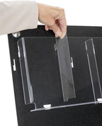 Displays2go Wall Pamphlet Display, Acrylic, 12/24 Adjustable Slots, Aluminum Standoffs - Black (2RP12BLK)