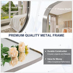 ANDY STAR Brushed Nickel Mirror, 24x32’’ Oval Mirror for Bathroom, Brushed Nickel Oblong Bathroom Mirror for Over Sink, Modern Anti Rust Silver Vanity Mirror