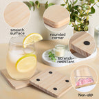 48 Pieces Unfinished Wood Coasters, GOH DODD 4 Inch Wooden Blanks with Non-Slip Pads for Laser Engraving Wood Burning Staining Painting Decoupage Housewarming Gifts Wedding Crafts Education, Square