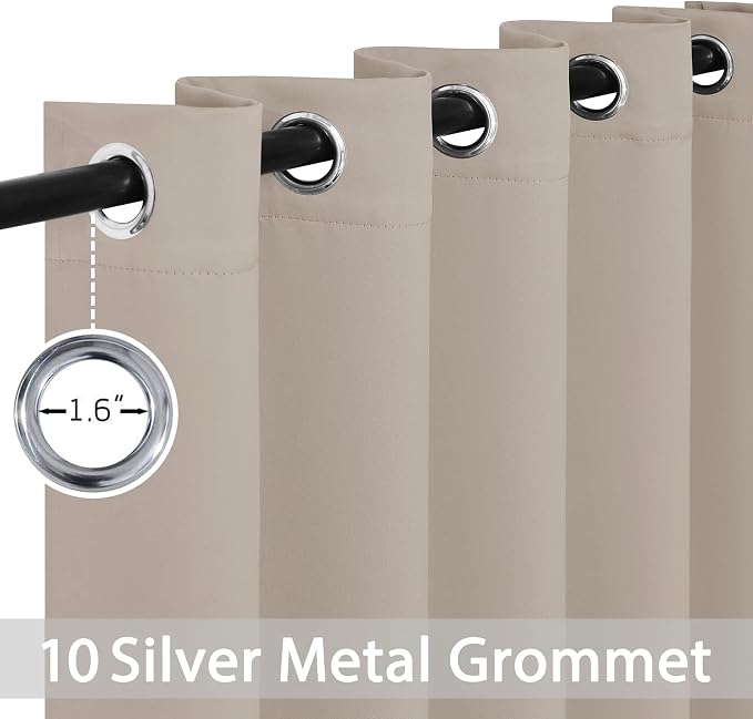 Yakamok Room Darkening Curtains 52x63 inch Length Natural-Living Room | 2 panels - Image 2