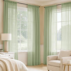 MIULEE Sage Green Sheer Curtains 96 Inches Long 4 Panels 54 x 96 Inches | Light - Image 2