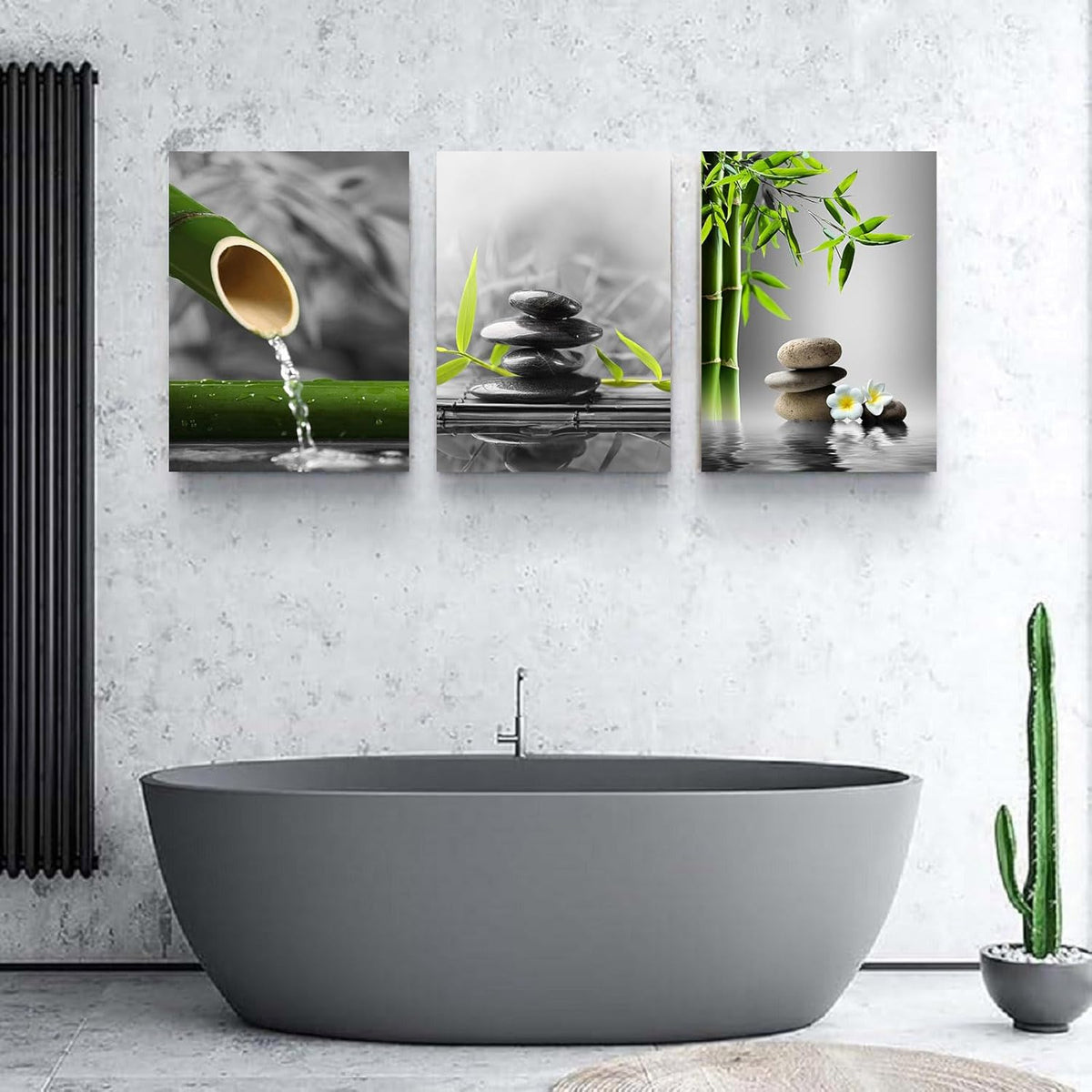 Yxbhhym-Bathroom Decor Black and White Zen Wall Art Gray Green Room Decor Zen Poster Canvas Pictures Zen Artwork for Spa Living Room Wall Decoration Wall Art Bedroom Home Decor Framed Prints Art