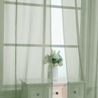 2 Pieces Sage Green Sheer Curtains 108" Length - Image 4