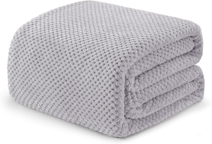 Exclusivo Mezcla Soft Waffle Fleece Bed Blanket King Size, Light Gray | by ExclusivoMezcla