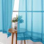 Turquoise Sheer Curtains 54 Inch Length 2 Panels, Light Filtering Voile Curtain - Image 7