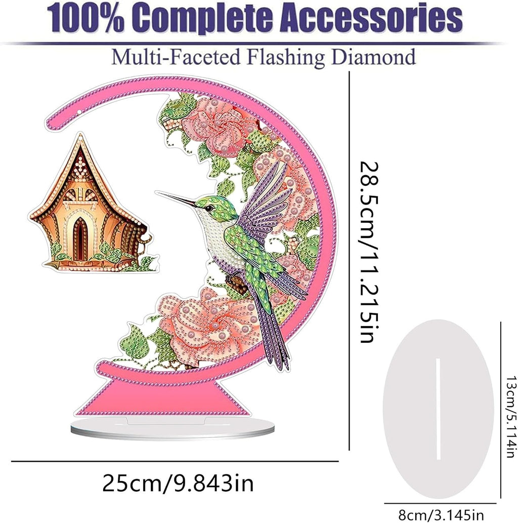Diamond Painting Kits for Adults Beginners, 5D Full Drill Bird Crystal Art Desktop Ornament, DIY Single Sided Home Office Desk Decor, Creative Craft Gift Set with Tools