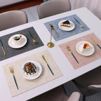 Placemats Set of 4 Washable Heat Resistant Place Mats PVC Woven Dining Table Mat Gray 4pcs