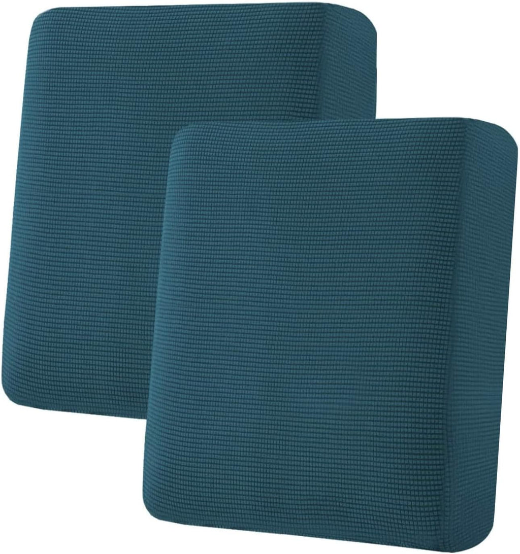 H.VERSAILTEX Super Stretch Individual Seat Cushion Covers Sofa Covers Couch Cushion Covers Slipcover Sets Thick Jacquard Textured Twill Fabric (2 Piece Medium Sofa Cushion Covers, Deep Teal)