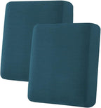 H.VERSAILTEX Super Stretch Individual Seat Cushion Covers Sofa Covers Couch Cushion Covers Slipcover Sets Thick Jacquard Textured Twill Fabric (2 Piece Medium Sofa Cushion Covers, Deep Teal)