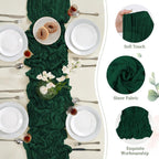 6 Pack Emerald Green Cheesecloth Table Runner 10FT Long Boho Gauze Table Runner Rustic Sheer Runner for Wedding Bridal Baby Shower Birthday Party Table Decor Fall Thanksgiving Christmas Decorations