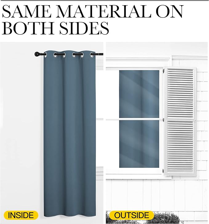 NICETOWN Smoky Blue Blackout Curtains 90 inches Length - Image 5