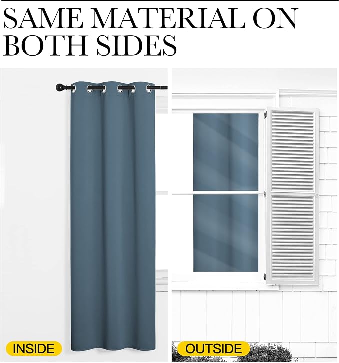 NICETOWN Smoky Blue Blackout Curtains 40 inches Length - Image 5