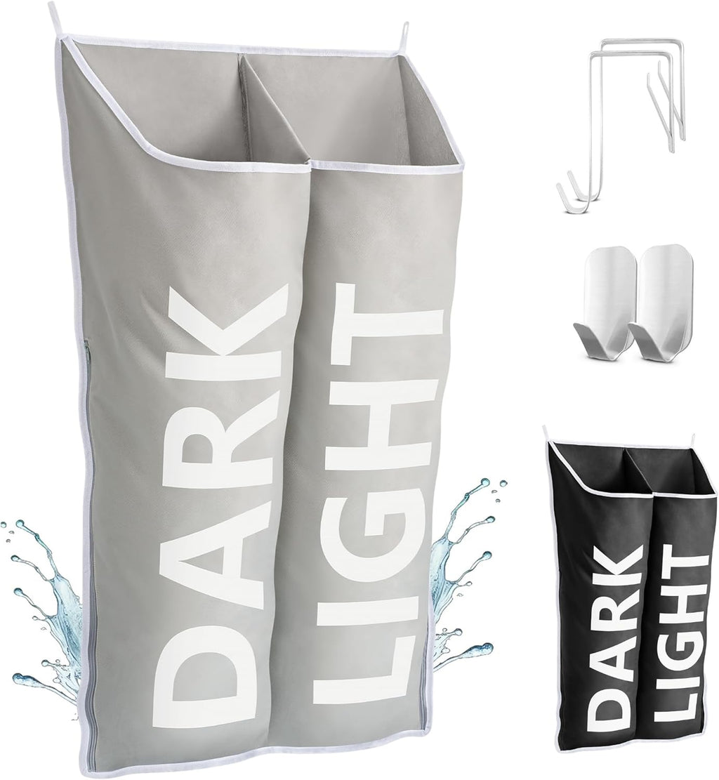 Hanging Laundry Hamper Bag XL 40x22", Space Saving over the Door Storage Bags, Behind the Door Hampers for Dirty Clothes & Wall Mounted Basket for Bathroom, Organizer for Small Room Spaces RV