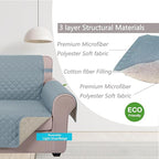 U-NICE HOME Reversible Recliner Chair Covers, Light Blue/Beige | 28''Recliner - Image 4