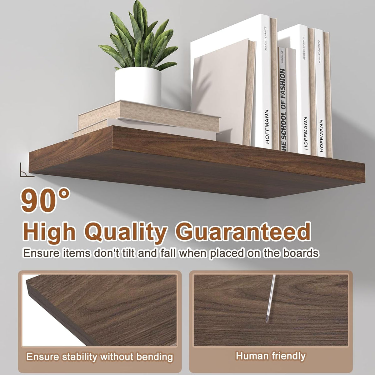 12 Inch Deep Floating Shelves for Wall 1 Pack Floating Shelves Large Storage Space Wall Mount Shelf for Living Room Kitchen Bathroom 30" W x 12" D x 1.2" H Walnut