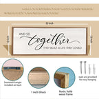 And So Together They Built A Life They Loved Framed Wood Farmhouse Sign - 32'X12' Master Bedroom Above Bed Wall Art for Love Sign Decor