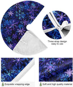 Christmas Blue Purple Snowflake Tree Skirt, Seasonal Tree Mat Holiday Party Supplies Ornaments Indoor Outdoor Decorations for Tabletop Trees 35.4 Inches