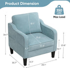 Accent Chairs Set of 2, Upholstered Living Room Chairs with Side Pockets, Mid Century Modern Reading Chair for Bedroom, Comfy Armchair Single Sofa Side Chair for Office, Small Room, Teal Green