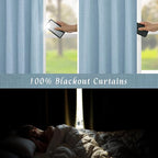Stone Blue 100% Blackout Linen Curtains 63 Inch Length 2 Panels | Linen Textured - Image 3