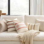 MIULEE Set of 2 Neutral Boho Decorative Pillow Covers 18x18 Inch | Farmhouse - Image 2