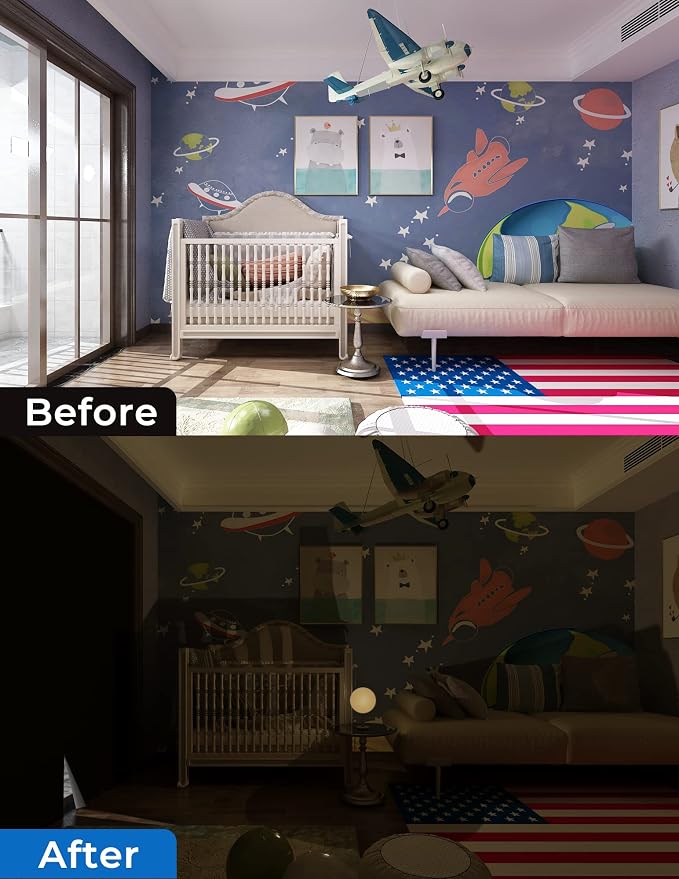 Blackout Curtains 46"x48" Portable No Drill Black Out Window Cover | 100% - Image 6