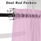 2 Pack Pink Sheer Curtains 63 Inch Length, Light Filtering Window Curtain - Image 3