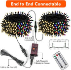 82FT 200 LED Color Changing Christmas String Lights with Remote & Timer & Memory Function, 8 Lighting Modes Waterproof Fairy String Lights for Xmas Tree Holiday Party Garden (Warm White & Multicolor)