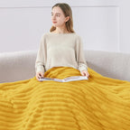 BEDELITE Striped Fleece Throw Blanket, Light Yellow, Soft Cozy, Lightweight Warm - Image 3