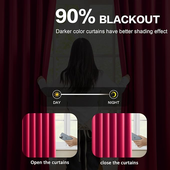Custom Pleated Curtains Hot Pink Color, Heat Blocking Window Treatment - Image 3